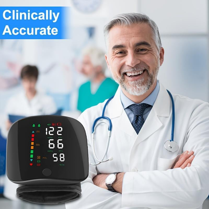 Wrist Blood Pressure Monitor, Rechargeable Blood Pressure Monitor for Home Use, LED Display, Voice Broadcast, Wrist Measuring Instrument, Touch Screen Wrist Blood Pressure Cuff, 99X2 Reading Memory Wrist Blood Pressure Monitor, with Carrying Case.