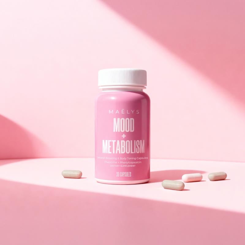MAËLYS - MOOD + METABOLISM Mood Boosting + Body Toning Supplement - with Theacrine and Postbiotic ES1 HT to Help Improve Mood and Ease Bloating